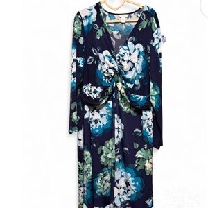 London Times Blue and White Dress